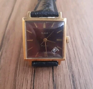 Soviet  SLAVA Au Gold Plated Square Manual Mechanical USSR  Watch 2412 - Picture 1 of 20