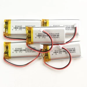 5 pcs 3.7V 650mAh Li-poly Rechargeable Battery 602248 JST 1.5mm 2pin for MP3 GPS - Picture 1 of 6