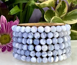 Großhandel 6 Stck. Naturblau Spitze Achat 6 mm 7,5"" Kristall Stretch Armband - Bild 1 von 4
