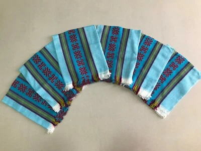 6 PIECE SET MEXICAN XLARGE NAPKINS , TABLE PLACE MAT , 25" X 18"  ,  TURQUOISE 1 - Image 1 of 2