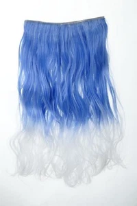 Extension Haarverlängerung Clip-In 5 clip lockig zweifarbig Ombre Blau-Weiß 50cm - Bild 1 von 1