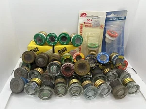 (52) Vintage Plug Fuses Glass Metal Buss Fusetron Eagle 15 20 25 30 Amp - Picture 1 of 5