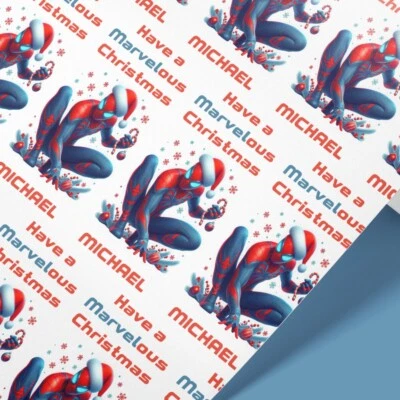 Personalised Spiderman Christmas Wrapping Paper - Image 1 of 4