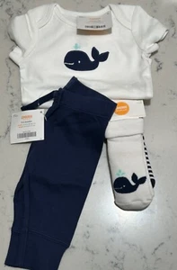 2015 Gymboree Baby Girl Or Boy Whale Bodysuit Pants Socks Set Lot 0-3 Months NWT - Picture 1 of 8
