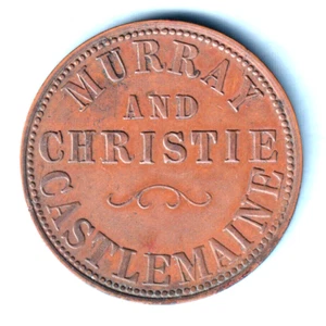 Australia Token. Murray & Christie - 1d. Castlemaine Vic.. Upset Axis.. gVF - Imagen 1 de 2