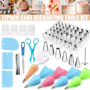72pcs Cake Decorations Kit Set With Cake Pipping Bag DIY Tools Baking Decor Kit - Picture 1 of 11