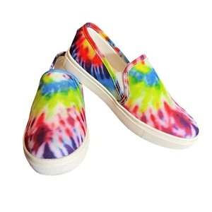 Steve Madden Tie Dye Slip On Flats Girls Size 1 Kids Colorful Casual Green Blue - Picture 1 of 11