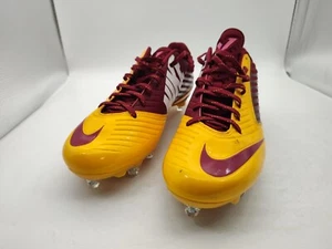 Nike-Vapor Speed 2 TD-Burgundy/Yellow CLEATS-668854-632-Mens Size 13.5-WORN ONCE - Picture 1 of 13