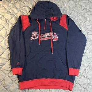 Majestic Atlanta Braves Sweatshirt Herren XL Tall blau rot MLB Baseball Hoodie - Bild 1 von 12