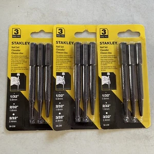 Lot Of 3 Stanley 58-230 Nail Set 1/32”, 2/32” & 3/32" (3 Pc Pack Each) - Picture 1 of 2