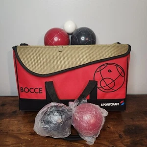 Vintage Sportcraft Bocce 8 Ball Set White Pallino Carry Bag Made In Italy - Picture 1 of 9