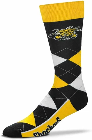 Wichita State Shockers NCAA For Bare Feet Argyle Thin Crew Dress Socks One Size Cover