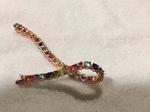 Rose gold toned Round Cut Tennis Bracelet Rainbow Cubic Zirconia - Picture 1 of 8