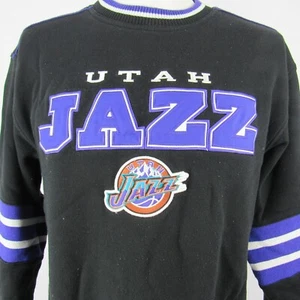 Suéter Utah Jazz Para Hombres Mediano De Colección Años 90 NBA Lee Sport Negro Púrpura Pullover - Imagen 1 de 12