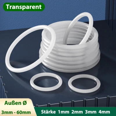 GOOBETTER Transparent Silikon O Ring Dichtungsringe Lebensmittelecht Schnurstärke 1mm-4mm