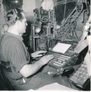 druckerei c. 1950 - Linotypie Linotypiste - NV 6160 - Bild 1 von 2