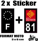 2 Stickers Style Plaque Moto 3X6 Cm Black F Étoiles Blanches + Département 81