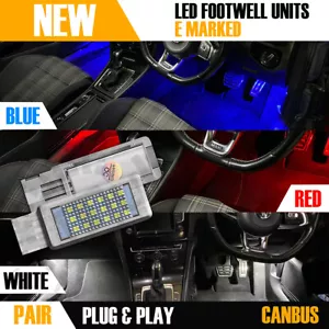 2X GOLF MK7 MK7.5 GTD GTI R LED VW RED BLUE FOOTWELL DOOR INTERIOR LIGHT SMD OEM - Picture 1 of 13