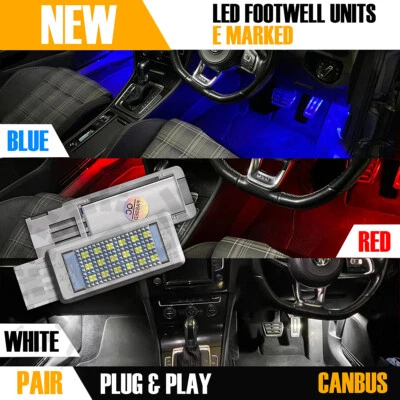 2X GOLF MK7 MK7.5 GTD GTI R LED VW RED BLUE FOOTWELL DOOR INTERIOR LIGHT SMD OEM - Image 1 of 4
