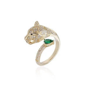 Aussergewöhnlicher Panther Ring mit Cubic Zirkonia Steinen - Bild 1 von 3