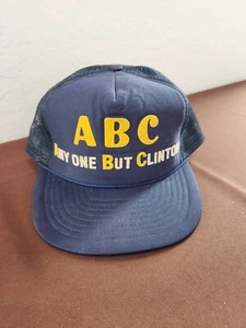 VINTAGE ABC Anyone But Clinton Political Hat Cap Nissin Blue Trucker!!! Rare!!! - Picture 1 of 7