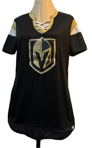 Vegas Golden Knights Fanatics Women’s Athena Lace Up V-neck T-Shirt Size M Cover