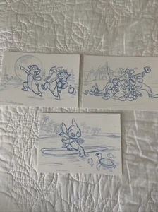 Juego de bocetos de 3 personajes DVC postales Stitch Chip Dale Mickey Disney sin usar nuevo - Imagen 1 de 7