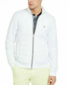 Tommy Hilfiger Big & Tall Men's White David Mixed Zip X5403 Jacket Size 5XL - Picture 1 of 3