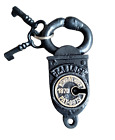 CRAB LOCK 1870 PAT-0873 Antique Black Padlock Cast Iron & Brass lock
