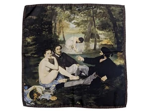 NEU Battisti Seide Einstecktuch/Halstuch 17" Manet Mittagessen auf dem Gras - Bild 1 von 7