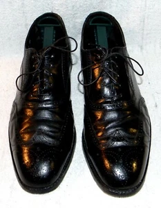 FLORSHEIM vintage, extra soft calfskin, black wingtip dress shoes, #23313, sz.9D - Bild 1 von 10