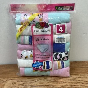 Fruit of The Loom Pack of 14 Bikinis Underwear Little Girls Size 4 NEW - Picture 1 of 4