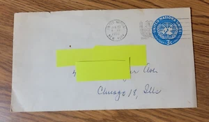 United Nations 3 Cent Embossed Stamp Envelope Postmarked 1955 United Nations - Picture 1 of 3