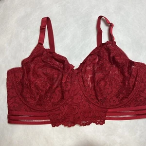 Sujetador de encaje rojo sin forro largo elegante y sexy para mujer talla 38 DDD. Usado en excelente estado - Imagen 1 de 12