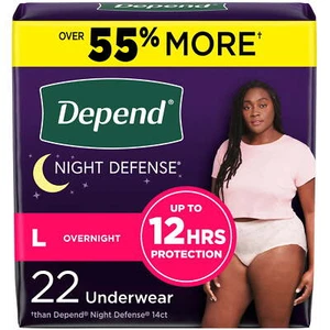 Depend Night Defense Incontinence Underwear for Women, Adult Diapers, L - Picture 1 of 23