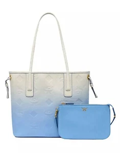 MCM Gradation Monogram Liz Small Shopper Bag - Della Robbia Blue - Picture 1 of 10