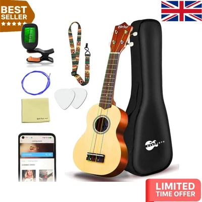Complete 21-Inch Soprano Ukulele Set: Tuner, Songbook, and Carry Bag Included - Image 1 of 4