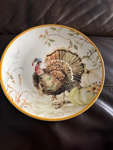 New Potter's Studio Fall Turkey  8 3/8" Salad Plate - Picture 1 of 3