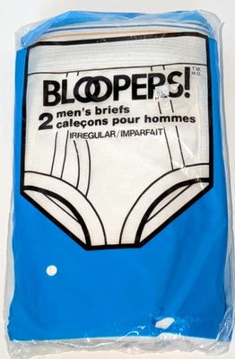 VTG USA Fruit of the Loom Bloopers Irregular Mens Briefs Large L White 2pk - Image 1 of 2