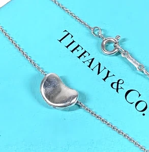 TIFFANY & CO. Elsa Peretti Collar Plata 925 Frijol Colgante Cadena Firmado Raro - Imagen 1 de 13