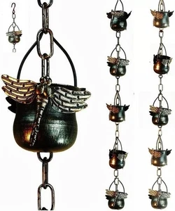 Decorative Rain Chain with Dragonfly Design 3 Ft Metal Gutter Extension New - Picture 1 of 4