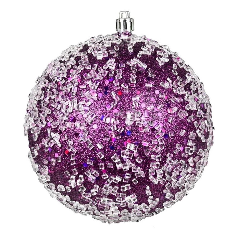 Традиционное пластиковое шариковое украшение Vickerman в сливовом блеске (набор из 4) - Изображение 1 из 1