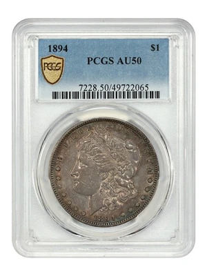 1894 $1 PCGS AU50 - Morgan Dollar - Key Date - Image 1 of 4