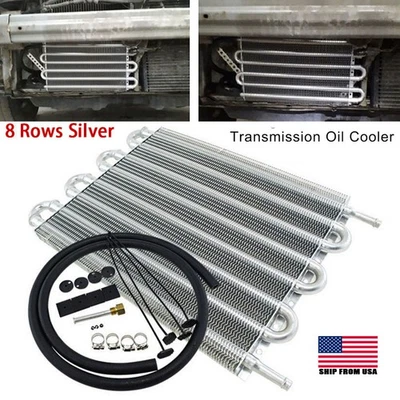 Universal Car 5/16" Transmission Oil Cooler 8 Pass Tube and Fin Cooler Kit 8 Row - Image 1 of 4
