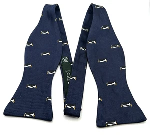 Vintage Adjustolox J Crew blaue Herrenfliege Pinguin-Motiv 100 % Seide 2 1/2 Zoll hergestellt in den USA - Bild 1 von 4