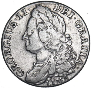 1745 LIMA Shilling - George II British Silver Coin - Bild 1 von 2