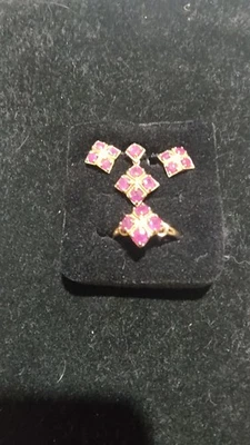 14 K And Ruby Set: Matching Ring, Pendant, Earrings - Image 1 of 4
