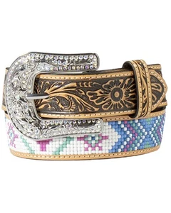 M and F Western Girls' Southwestern Tooled Belt - D130003197 - Picture 1 of 8