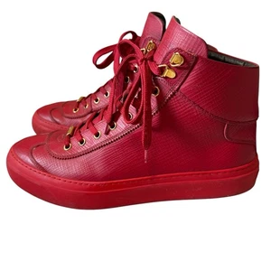Jimmy Choo $985 Red Argyle Leather High-Top Designer Shoes Men's size 42/US 9 - Picture 1 of 13