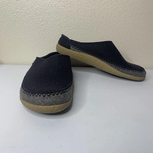 HAFLINGER Gray Wool Slip-On Fletcher Slippers Hard Sole Sz 42 Women’s 11 Mens 9 - Picture 1 of 7